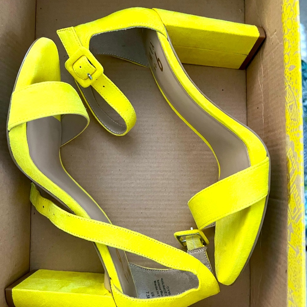 Suede Yellow Sandals - 4 inch heel